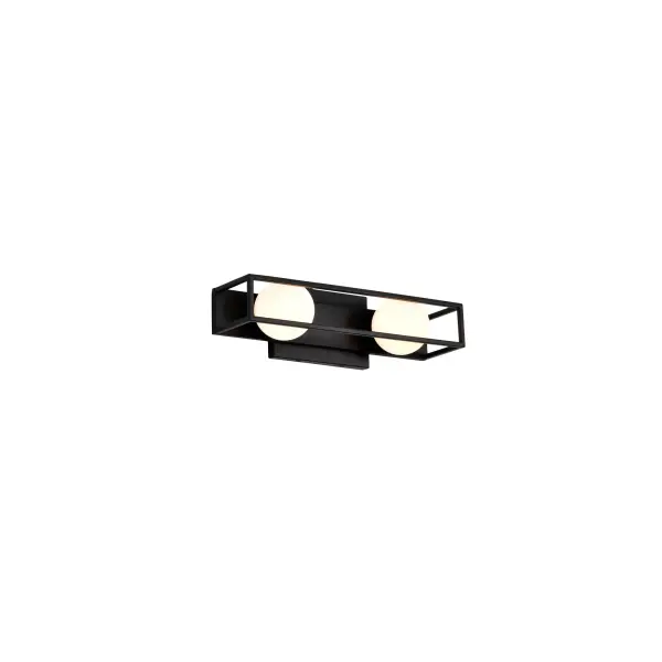 Jenkins 2-Light LED Vanity Light in Matte Black with Frosted Glass - Image 4