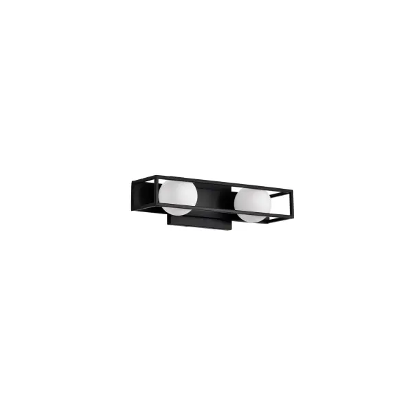 Jenkins 2-Light LED Vanity Light in Matte Black with Frosted Glass - Image 5