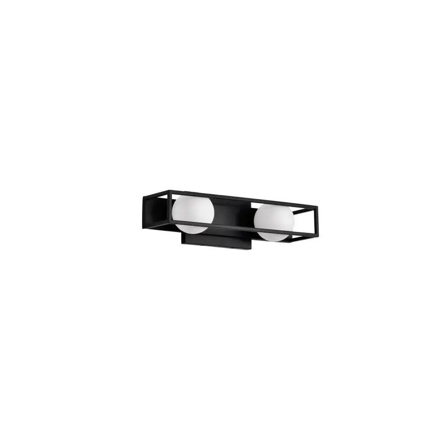 Jenkins 2-Light LED Vanity Light in Matte Black with Frosted Glass - Image 5