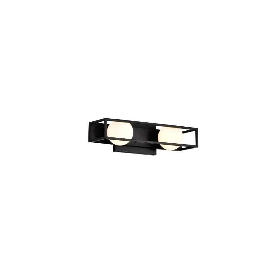 Jenkins 2-Light LED Vanity Light in Matte Black with Frosted Glass - Image 6