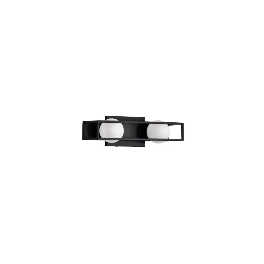 Jenkins 2-Light LED Vanity Light in Matte Black with Frosted Glass - Image 7