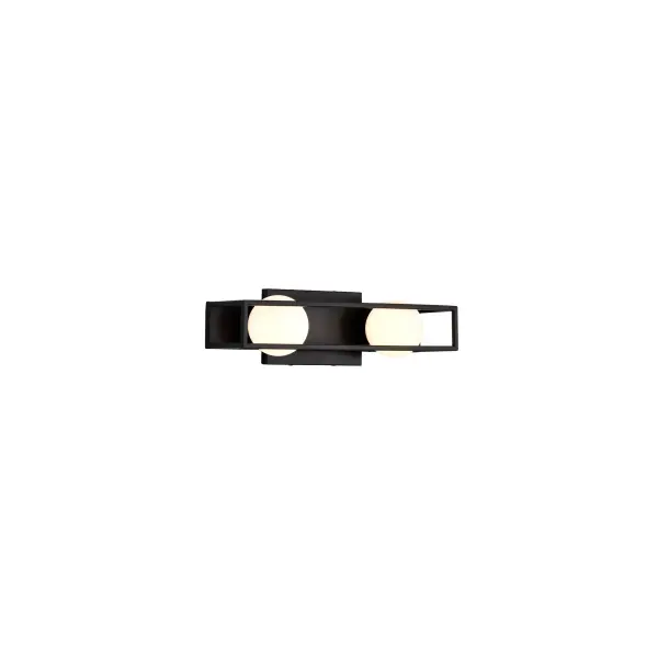 Jenkins 2-Light LED Vanity Light in Matte Black with Frosted Glass - Image 8