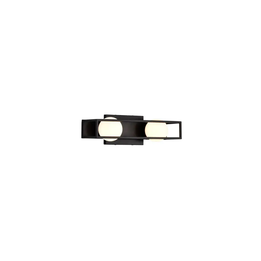 Jenkins 2-Light LED Vanity Light in Matte Black with Frosted Glass - Image 8