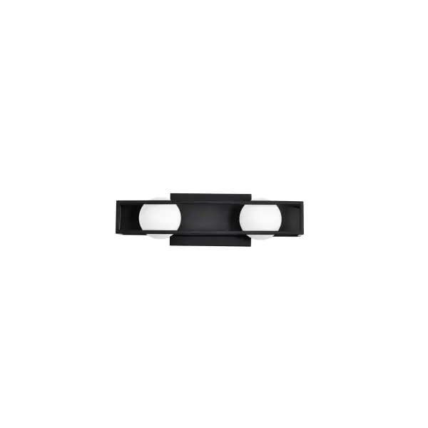 Jenkins 2-Light LED Vanity Light in Matte Black with Frosted Glass - Image 9