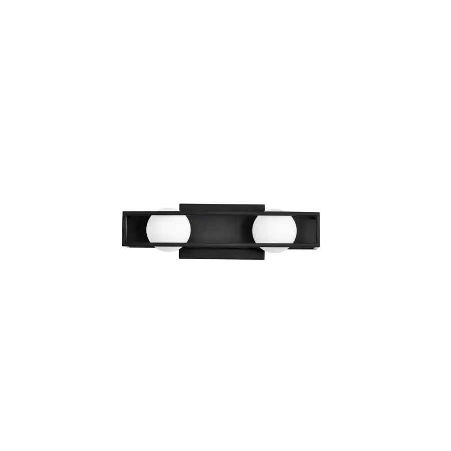 Jenkins 2-Light LED Vanity Light in Matte Black with Frosted Glass - Image 9