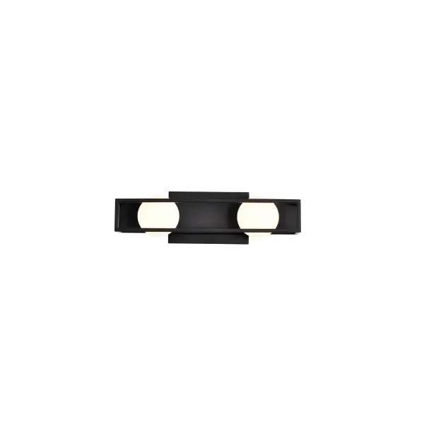Jenkins 2-Light LED Vanity Light in Matte Black with Frosted Glass - Image 10