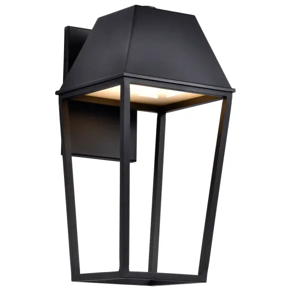 The Colt Large Outdoor Lantern reimagines traditional outdoor lighting with clean lines and contemporary sophistication. Its matte black finish and streamlined silhouette complement various architectural styles while providing warm, energy-efficient LED illumination. - alternate view