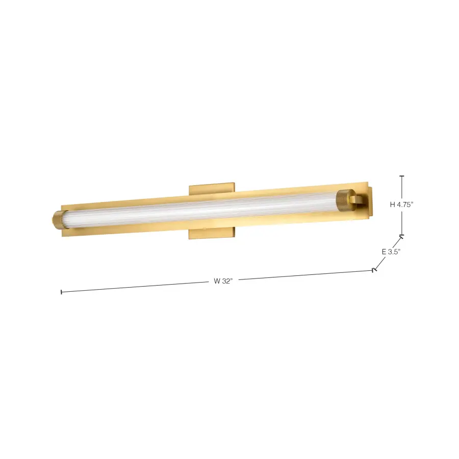 Larissa 32" LED Vanity Light in Vintage Brass - Image 17
