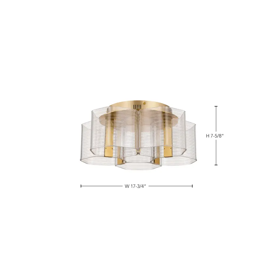 Kenzo LED 5-Light Flush Mount in Vintage Brass - Image 19