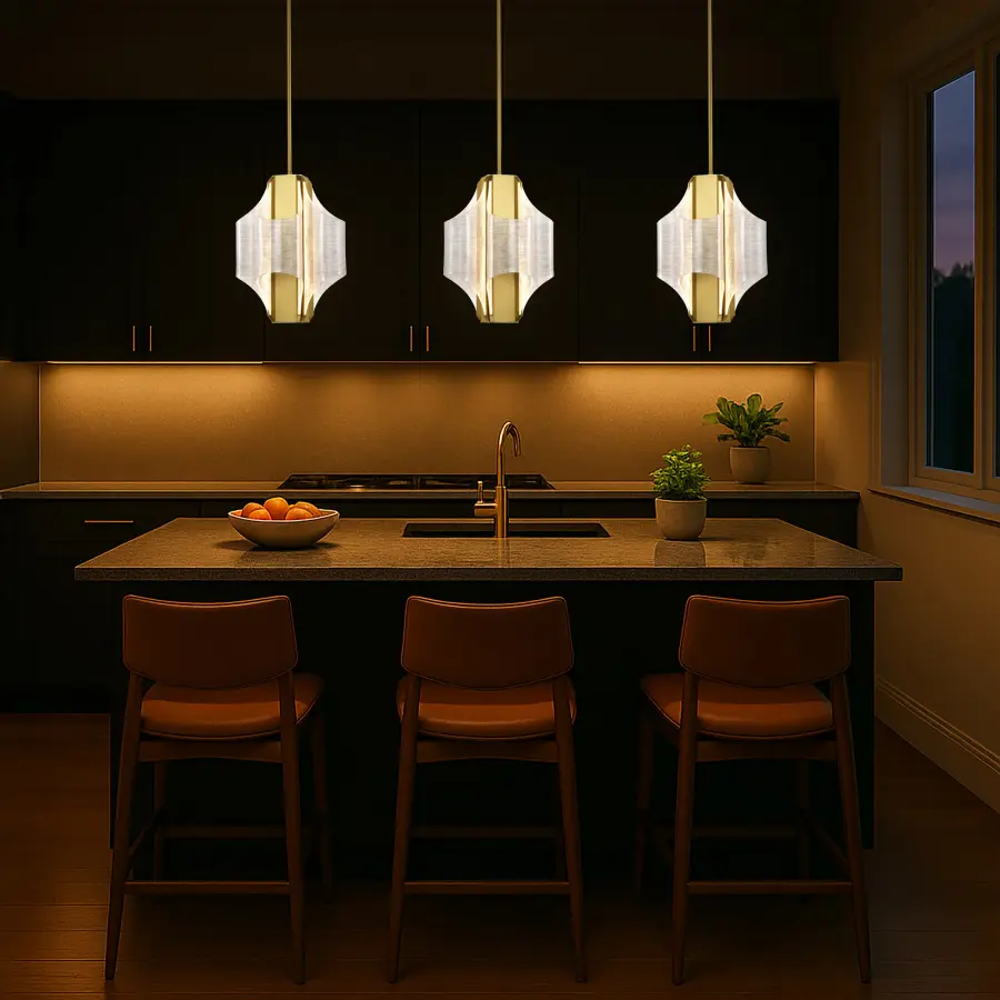 Idris LED 4-Light Pendant in Vintage Brass - Image 14