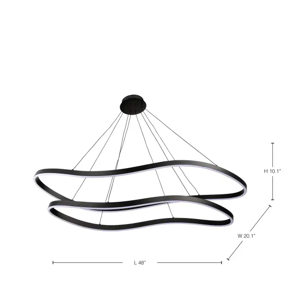 The Sylas pendant is a bold artistic statement featuring a fluid, sculptural frame that brings movement and creativity to any space. Its 48-inch span and organic silhouette make it perfect for those seeking a dramatic focal point.