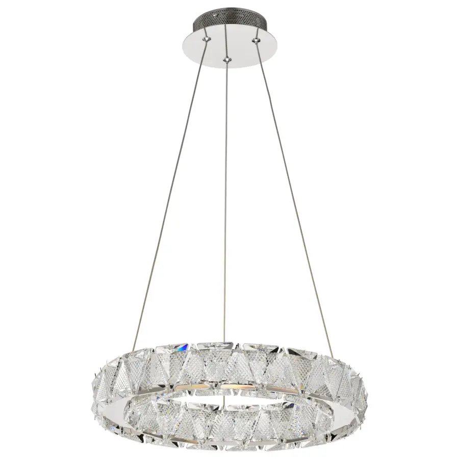 Asher LED 15" Crystal Pendant in Polished Nickel - Image 1