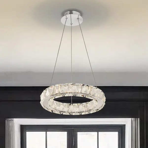 Asher LED 15" Crystal Pendant in Polished Nickel - Image 17