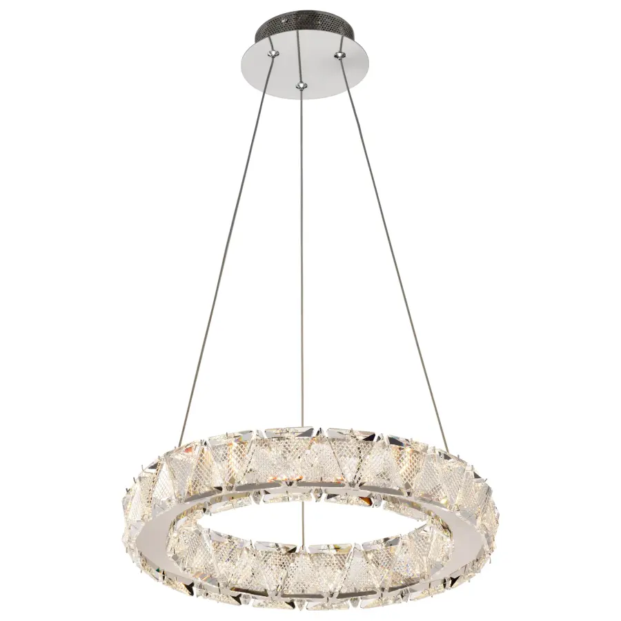 Asher LED 15" Crystal Pendant in Polished Nickel - Image 4