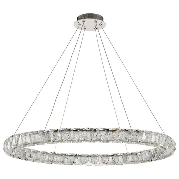 The Asher pendant combines timeless crystal elegance with modern LED efficiency. Its 36-inch diameter and polished nickel finish create a stunning focal point that transforms dining rooms and entryways into sophisticated spaces.