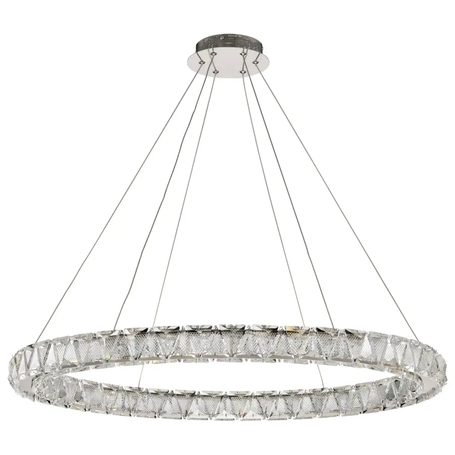 Asher LED 36" Round Crystal Pendant in Polished Nickel - Image 1