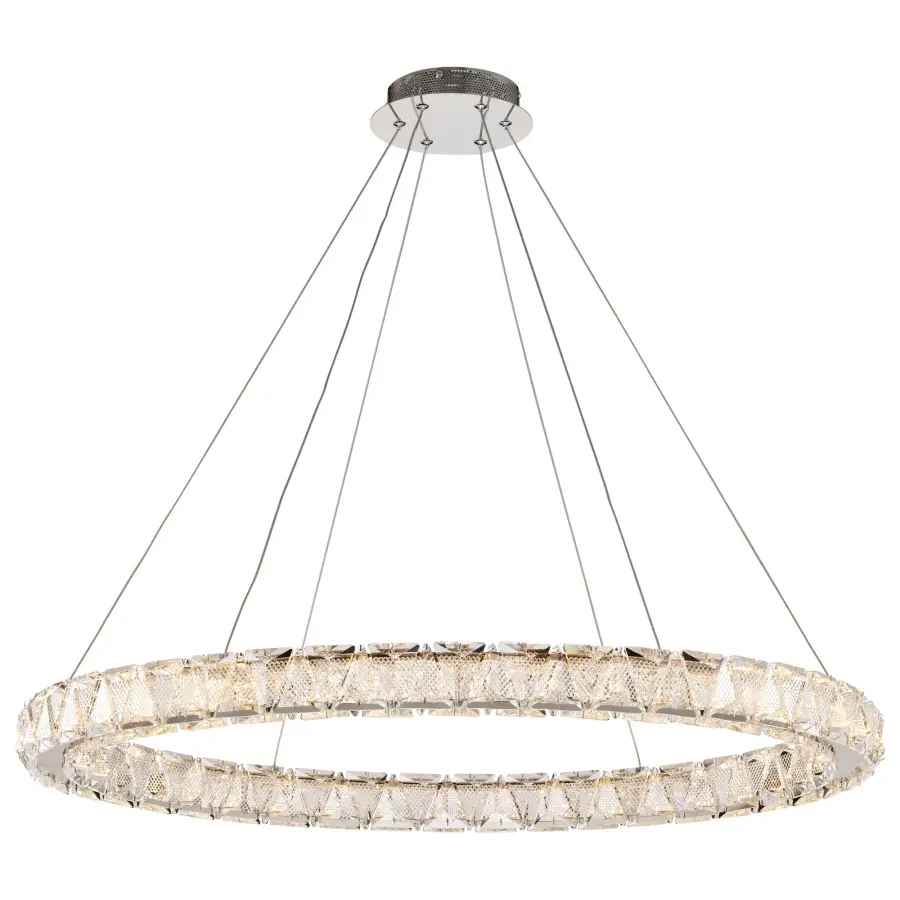 Asher LED 36" Round Crystal Pendant in Polished Nickel - Image 2