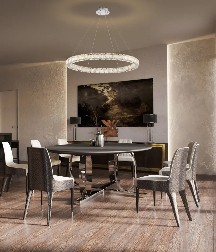 Asher LED 36" Round Crystal Pendant in Polished Nickel - Image 15
