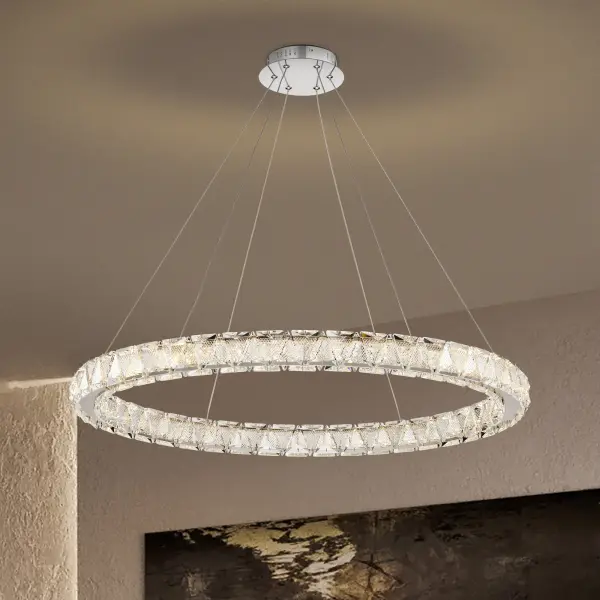 Asher LED 36" Round Crystal Pendant in Polished Nickel - Image 16