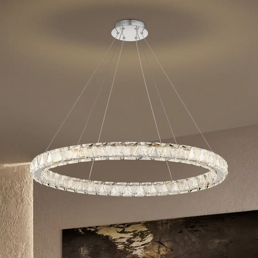 Asher LED 36" Round Crystal Pendant in Polished Nickel - Image 16
