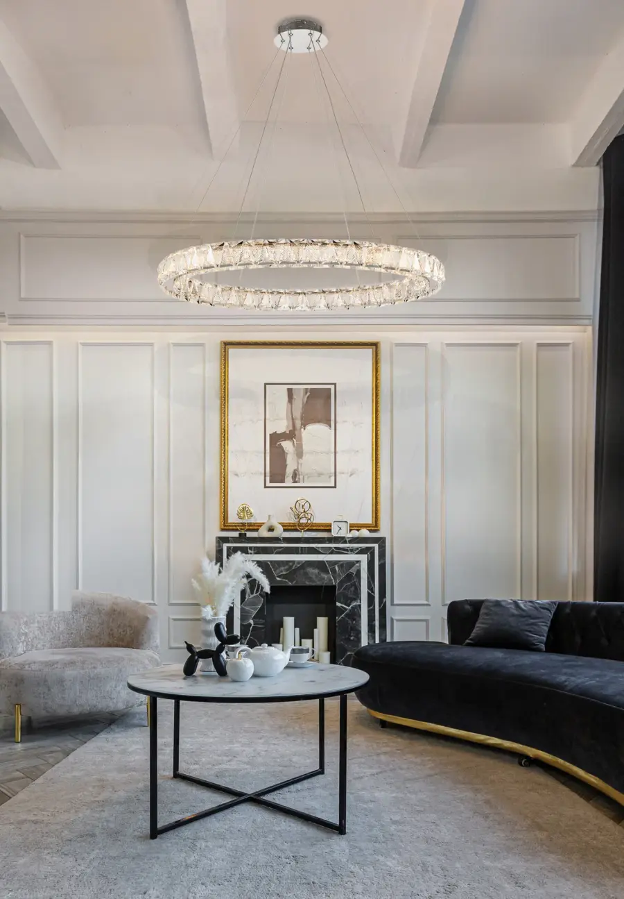 Asher LED 36" Round Crystal Pendant in Polished Nickel - Image 17