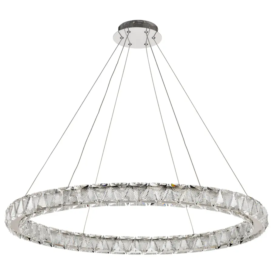 Asher LED 36" Round Crystal Pendant in Polished Nickel - Image 3