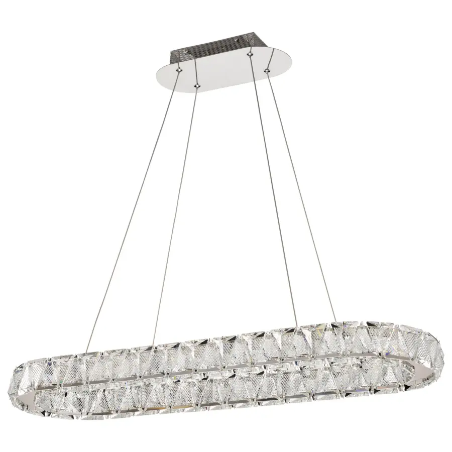 Asher LED Oval Pendant - Polished Nickel with K9 Crystal - Image 1