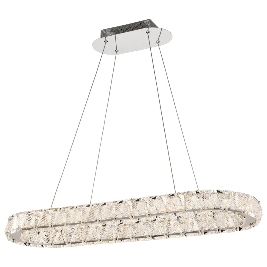 Asher LED Oval Pendant - Polished Nickel with K9 Crystal - Image 2