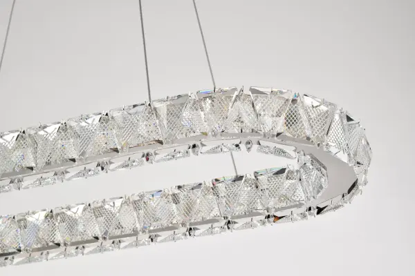 Asher LED Oval Pendant - Polished Nickel with K9 Crystal - Image 15
