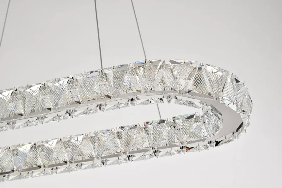 Asher LED Oval Pendant - Polished Nickel with K9 Crystal - Image 15