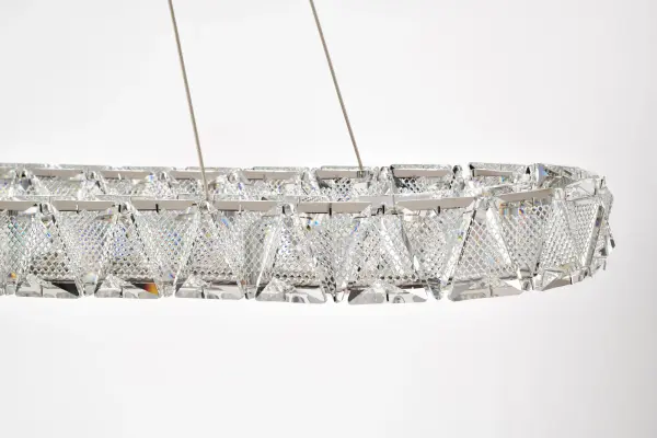 Asher LED Oval Pendant - Polished Nickel with K9 Crystal - Image 16