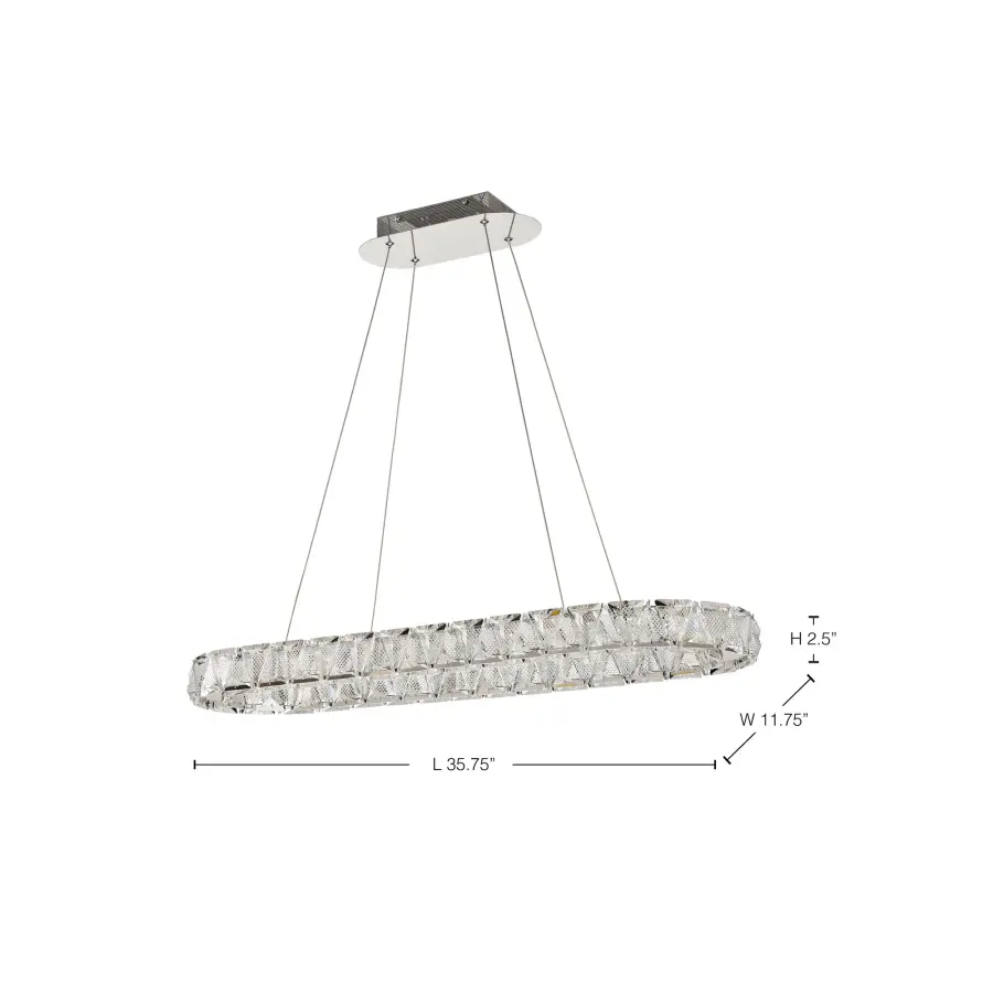 Asher LED Oval Pendant - Polished Nickel with K9 Crystal - Image 18