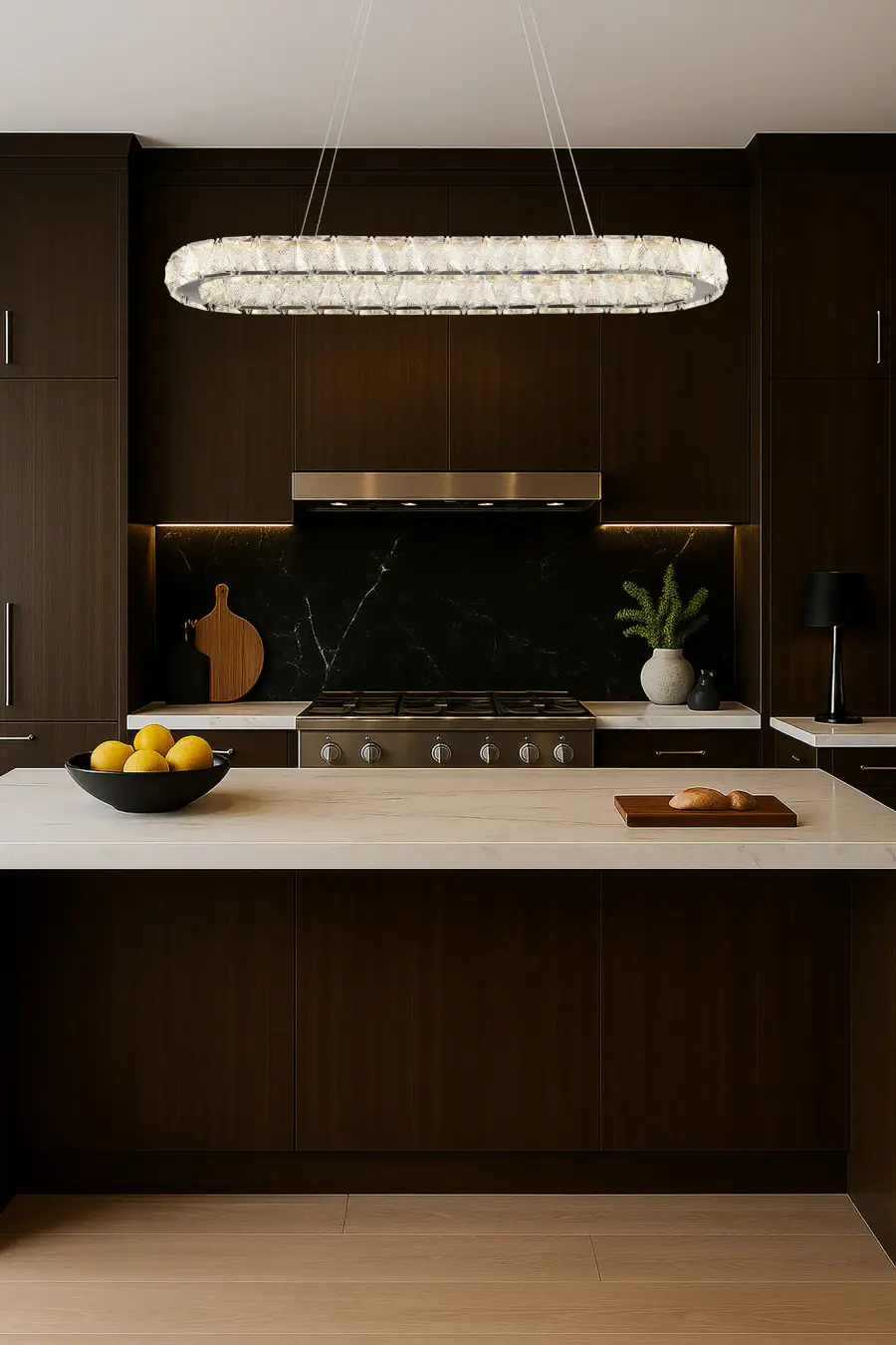 Asher LED Oval Pendant - Polished Nickel with K9 Crystal - Image 19