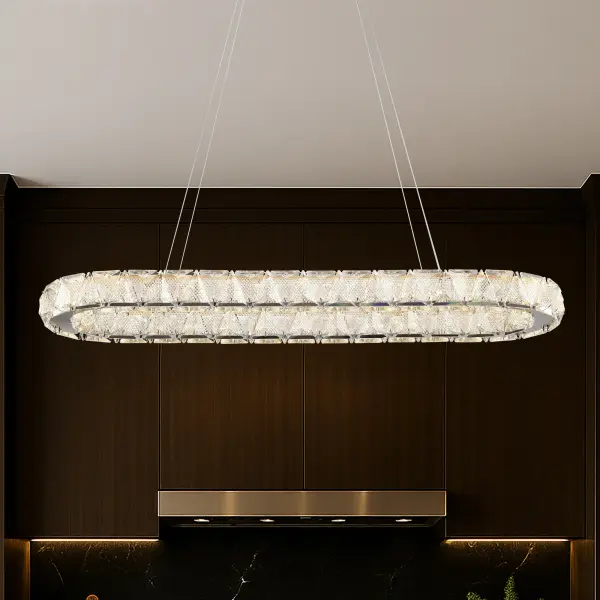 Asher LED Oval Pendant - Polished Nickel with K9 Crystal - Image 20