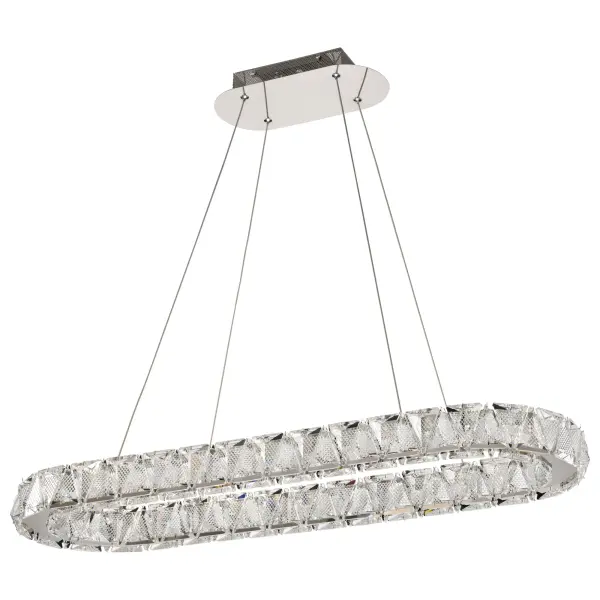 Asher LED Oval Pendant - Polished Nickel with K9 Crystal - Image 3