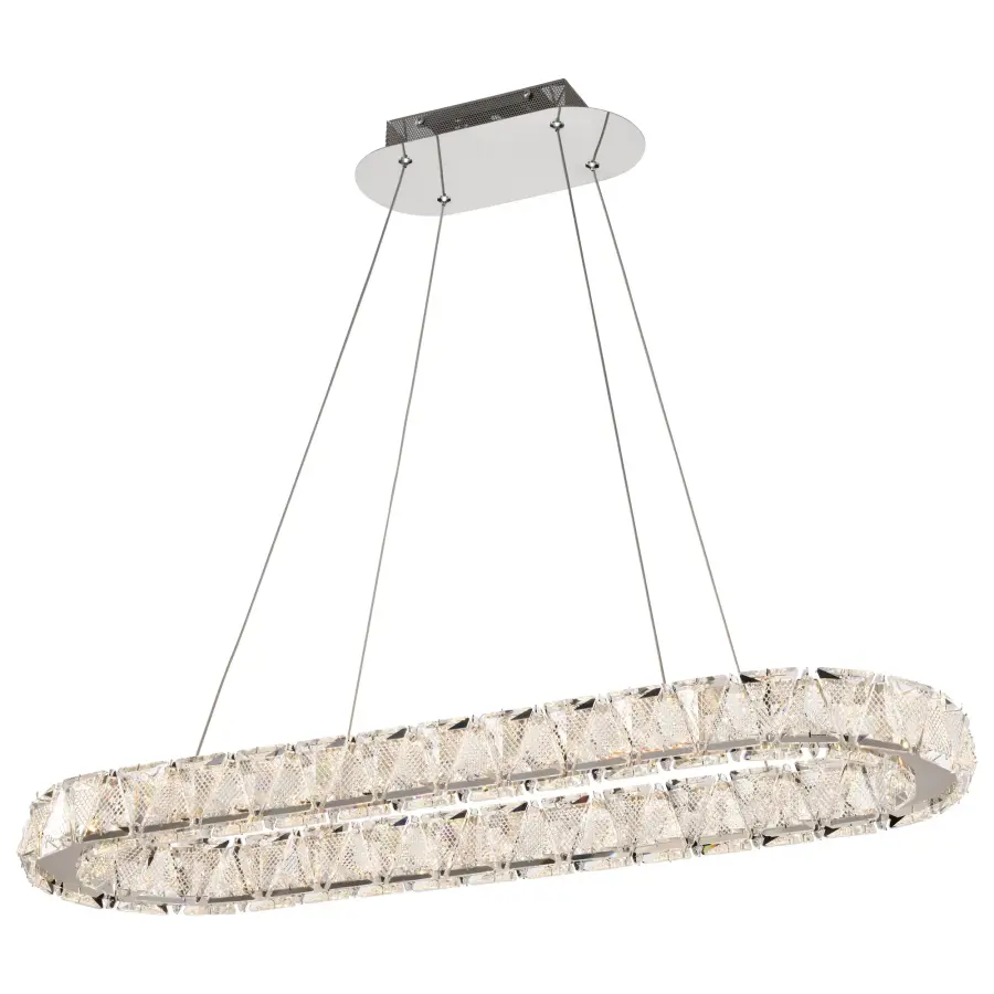 Asher LED Oval Pendant - Polished Nickel with K9 Crystal - Image 4