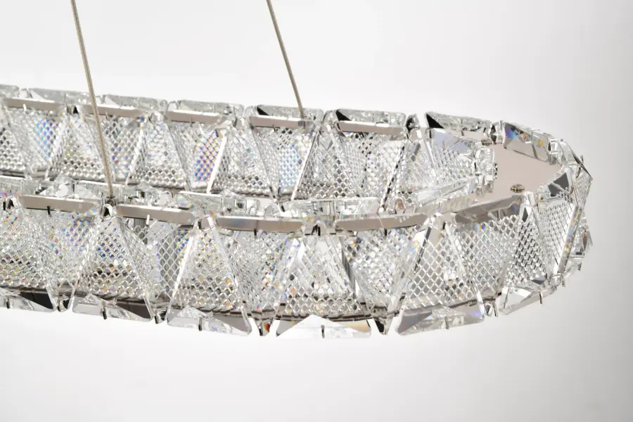 Asher LED Oval Pendant - Polished Nickel with K9 Crystal - Image 7