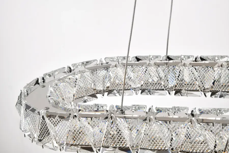 Asher LED Oval Pendant - Polished Nickel with K9 Crystal - Image 8