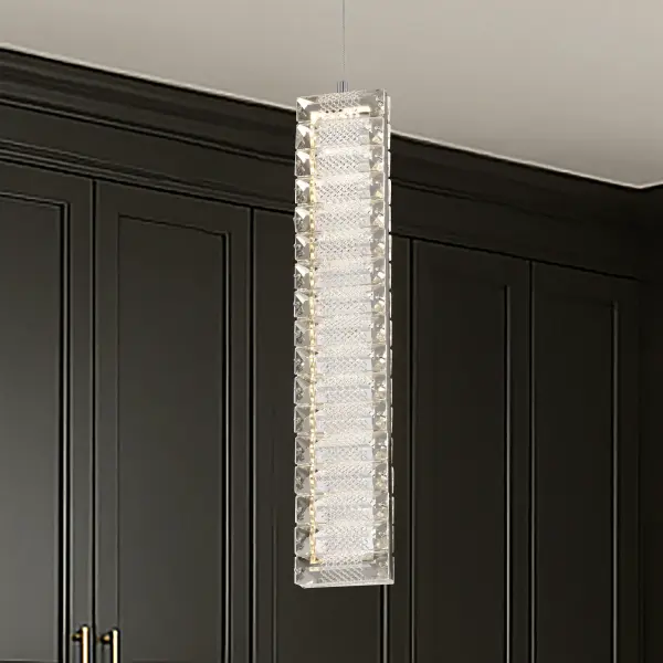 Nova LED Mini Pendant in Polished Nickel with K9 Crystal - Image 15