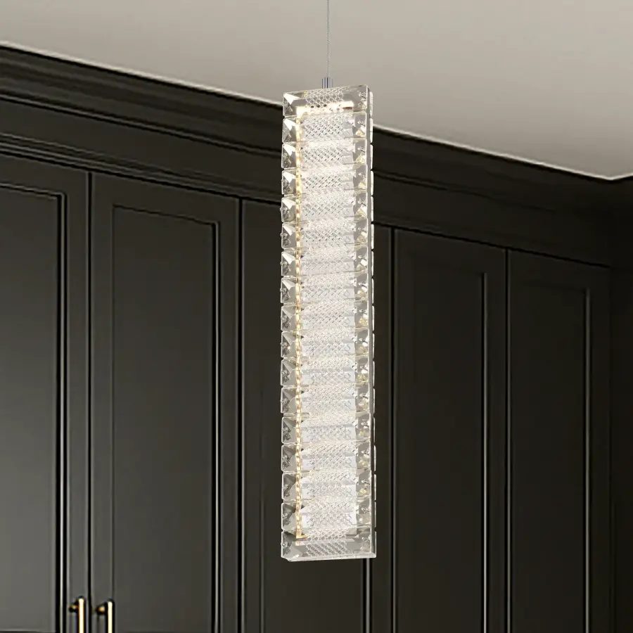 Nova LED Mini Pendant in Polished Nickel with K9 Crystal - Image 15
