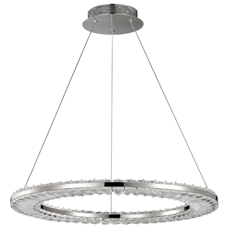 Nova LED Round Crystal Pendant in Polished Nickel - Image 1
