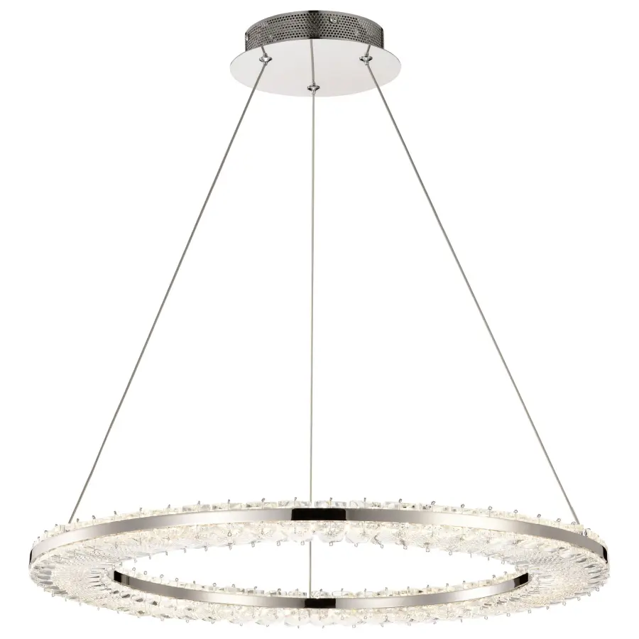 Nova LED Round Crystal Pendant in Polished Nickel - Image 2