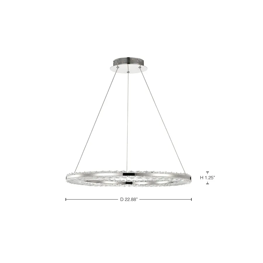 Nova LED Round Crystal Pendant in Polished Nickel - Image 14