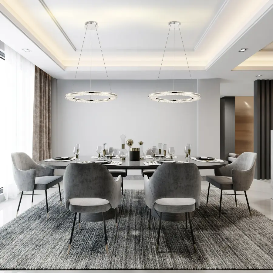 Nova LED Round Crystal Pendant in Polished Nickel - Image 15