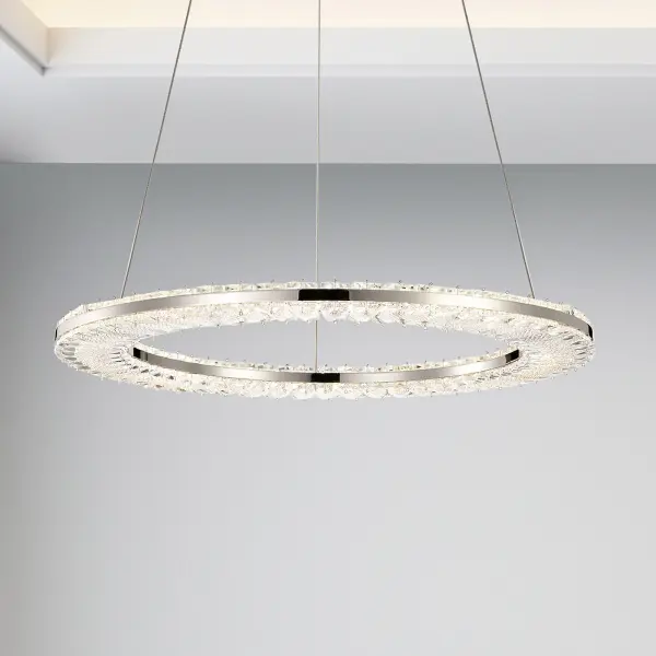 Nova LED Round Crystal Pendant in Polished Nickel - Image 16