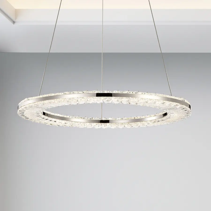 Nova LED Round Crystal Pendant in Polished Nickel - Image 16