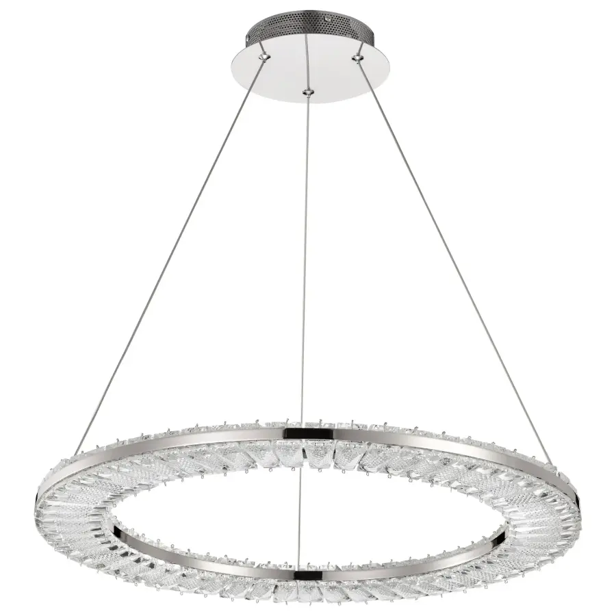 Nova LED Round Crystal Pendant in Polished Nickel - Image 3