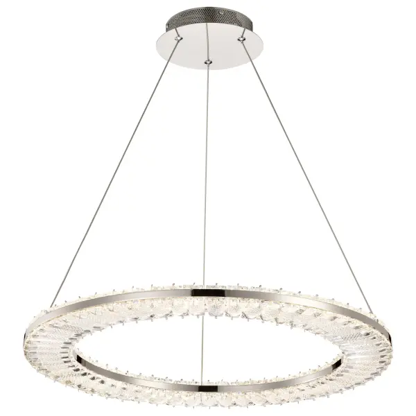 Nova LED Round Crystal Pendant in Polished Nickel - Image 4