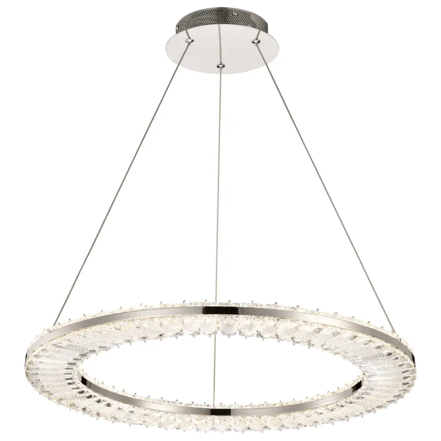 Nova LED Round Crystal Pendant in Polished Nickel - Image 4