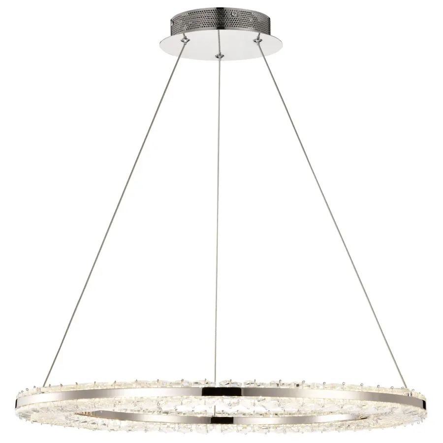Nova LED Round Crystal Pendant in Polished Nickel - Image 6